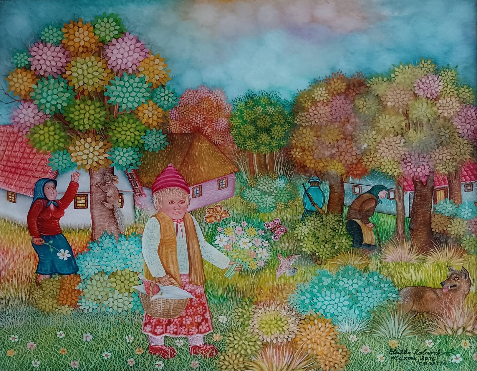 Zlatko Kolarek Crvenkapica 2016 ulje na staklu 350x450mm