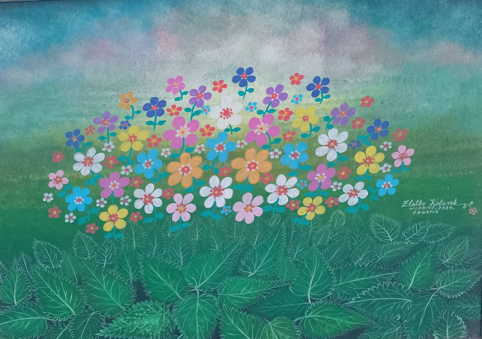 Zlatko Kolarek Cvijece i koprive 2024 akril na platnu 500x700mm