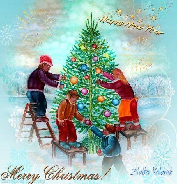 Zlatko Kolarek Djeca kite bora 2014 ulje na staklu 500x400mm