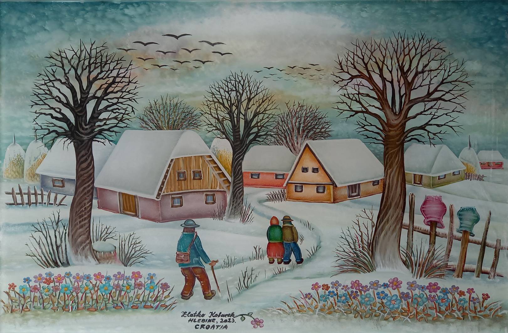 Zlatko Kolarek Jutro poslije Vincekovog 2023 ulje na staklu 280x400mm