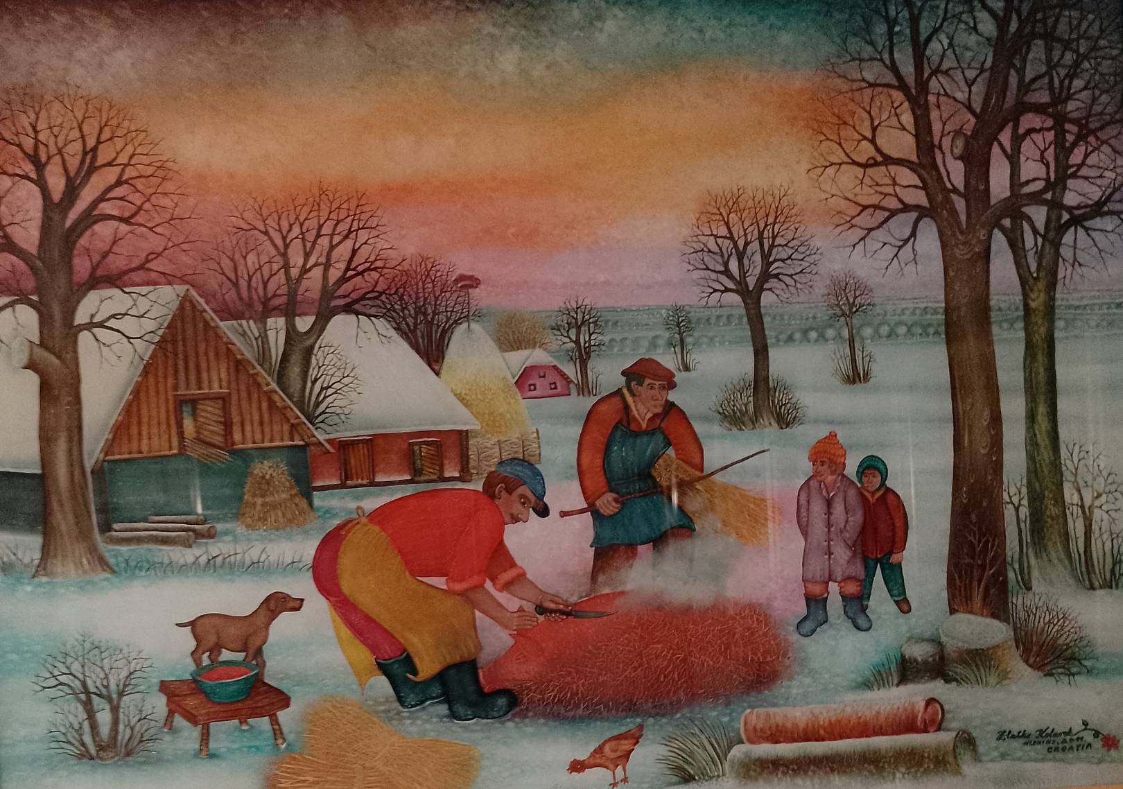 Zlatko Kolarek Kolinje na starinski nacin 2011 ulje na staklu 500x700mm