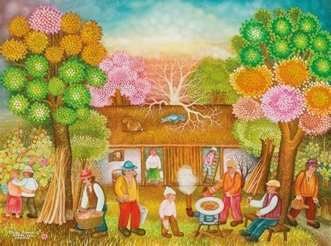 Zlatko Kolarek Pred branje v goricama 2010 ulje na staklu 600x800mm