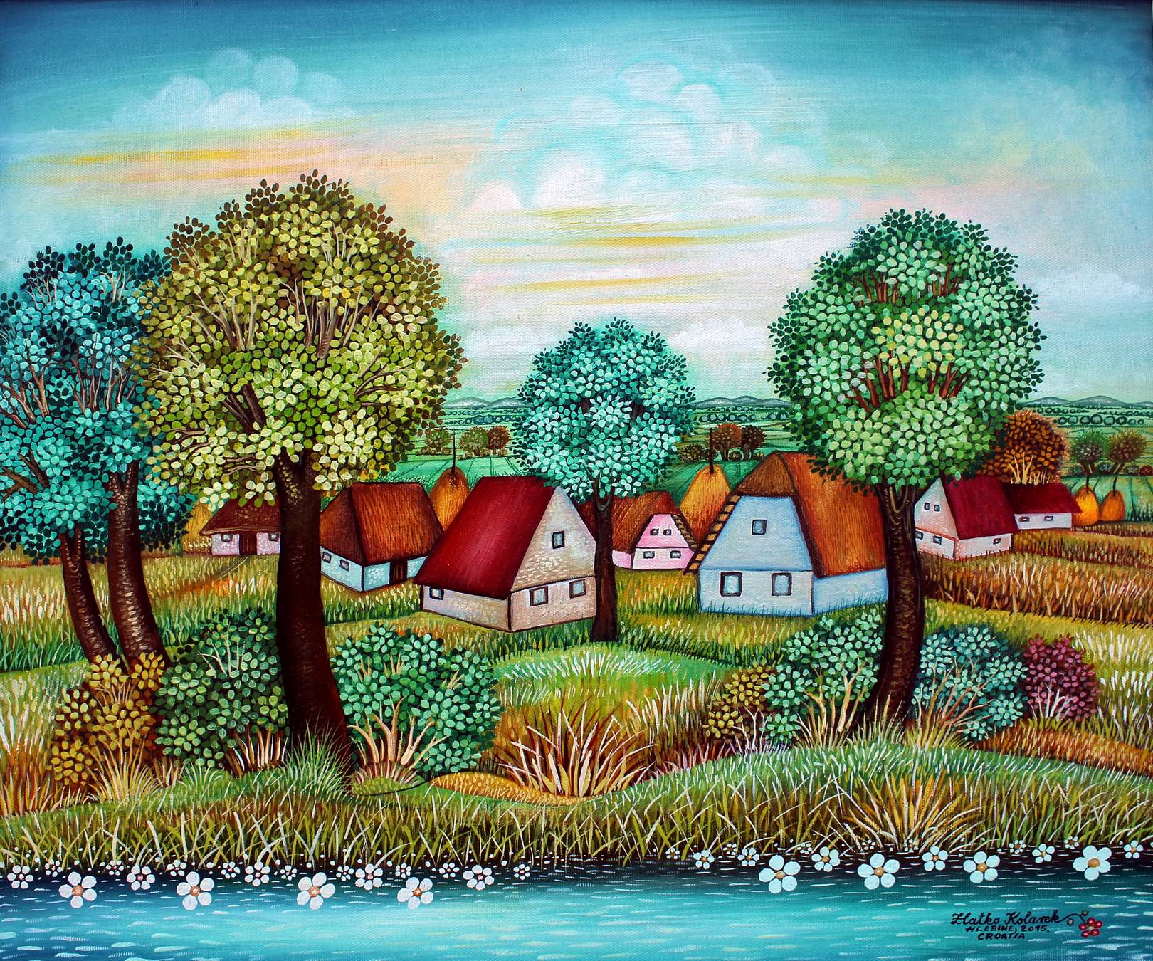 Zlatko Kolarek Selo malo 2015 ulje na platnu 500x600mm