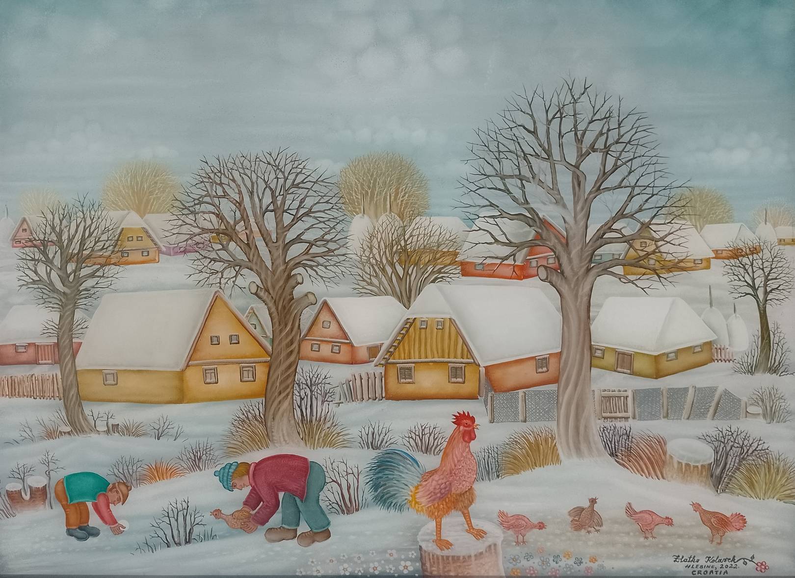 Zlatko Kolarek Vlovil sem kokicu 2022 ulje na staklu 520x700mm