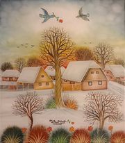 Zlatko Kolarek Zaljubljene ptice 2023 ulje na staklu 400x350mm