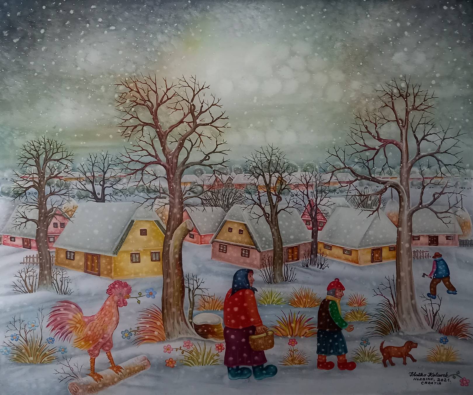 Zlatko Kolarek Zima 2021 ulje na staklu 500x600mm