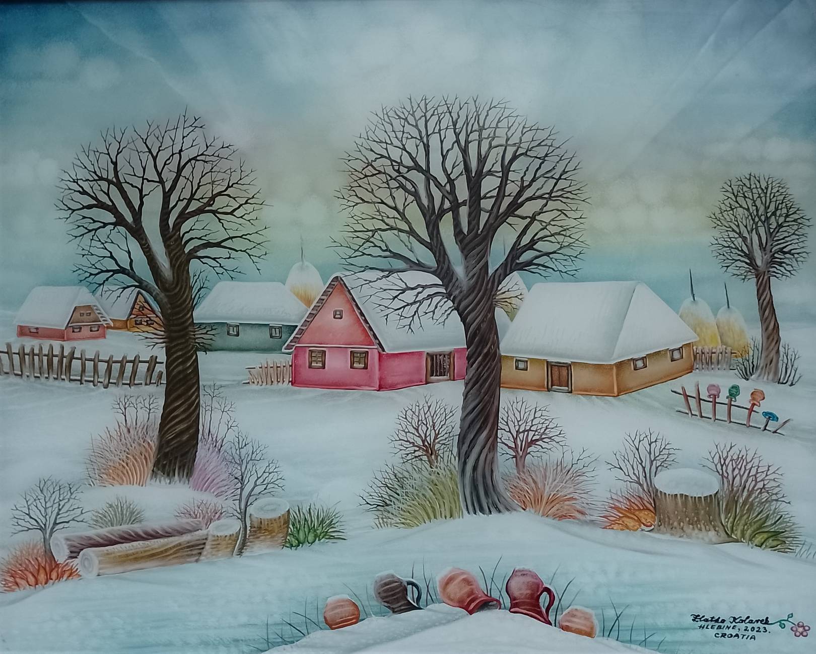 Zlatko Kolarek Zima 2023 ulje na staklu 420x520mm 800eur