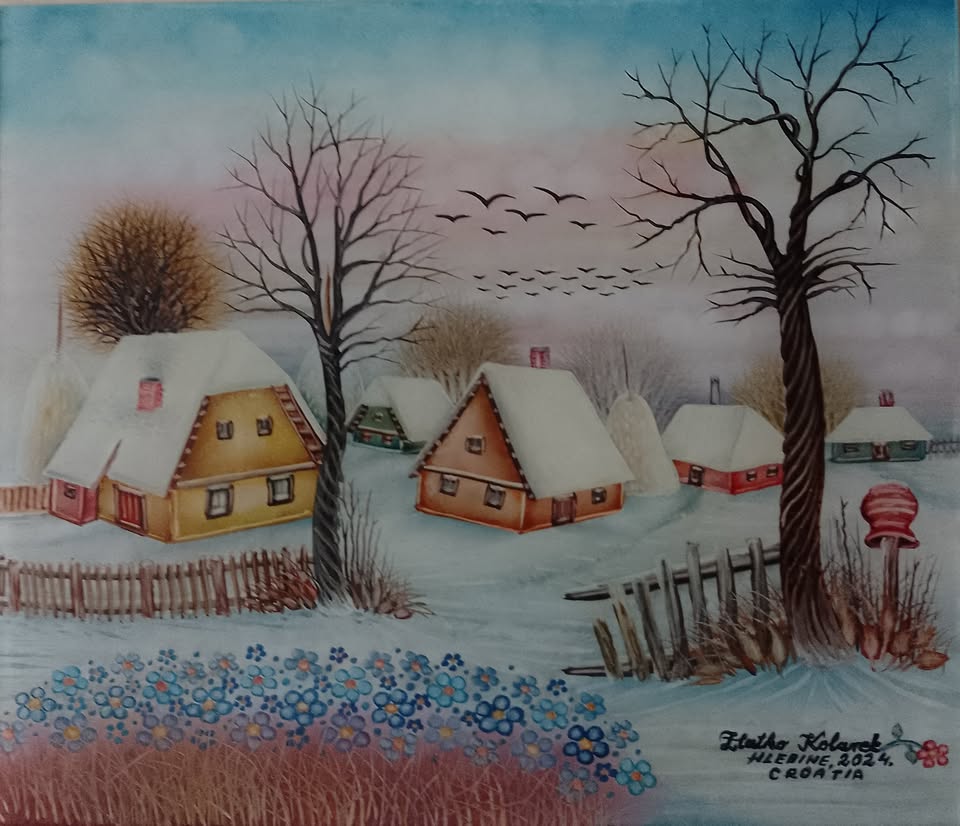 Zlatko Kolarek Zima 2024 ulje na staklu 300x400mm