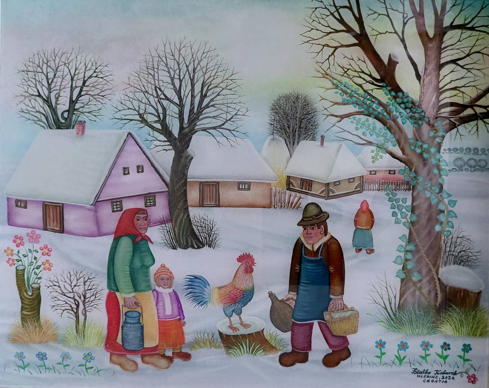 Zlatko Kolarek Zimsko jutro 2024 ulje na staklu 420x520mm