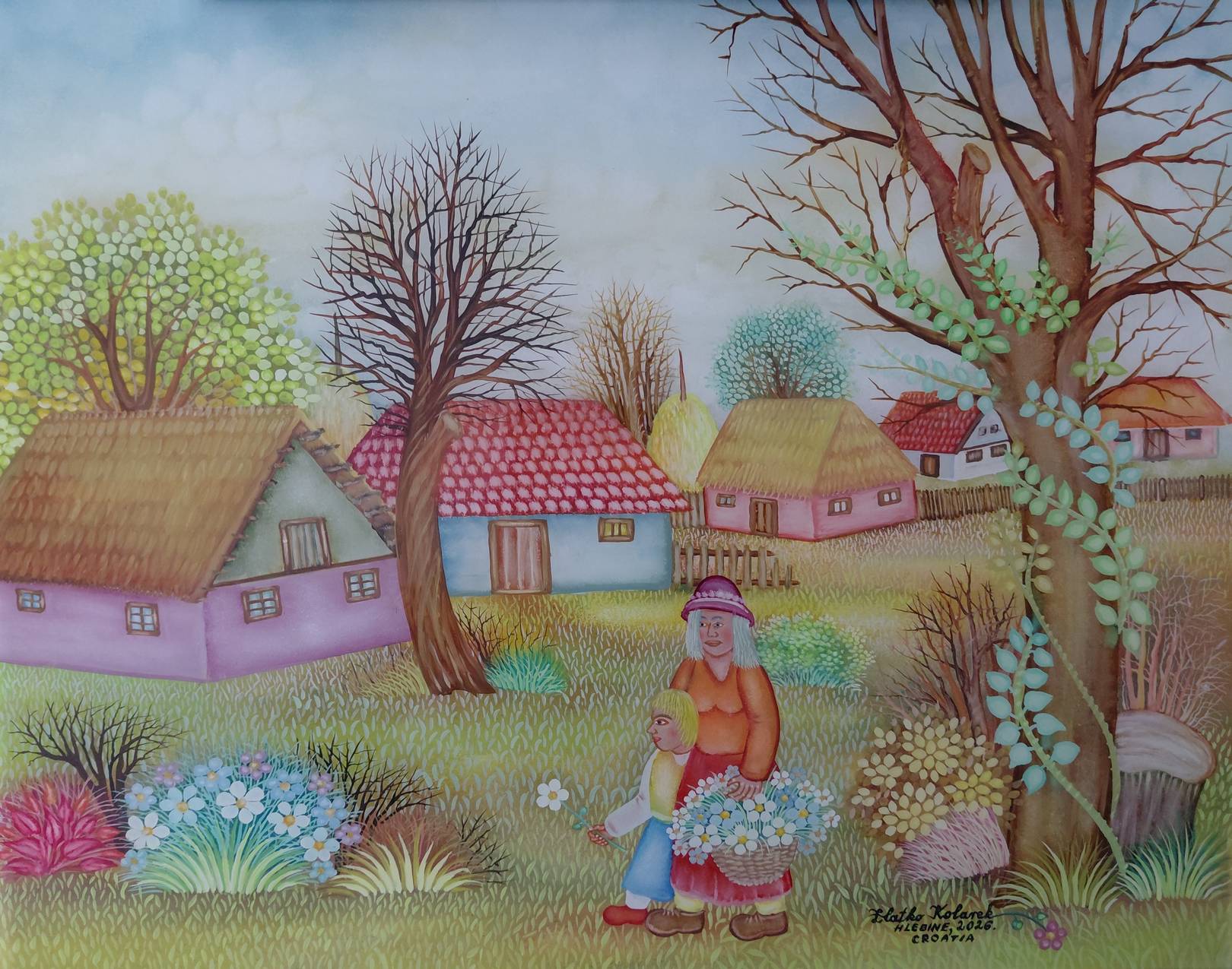 Zlatko Kolarek povratak sa cvijecem 2026 ulje na staklu 400x500mm